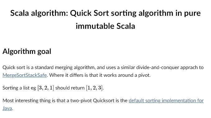 Image for Quick Sort sorting algorithm in pure immutable Scala