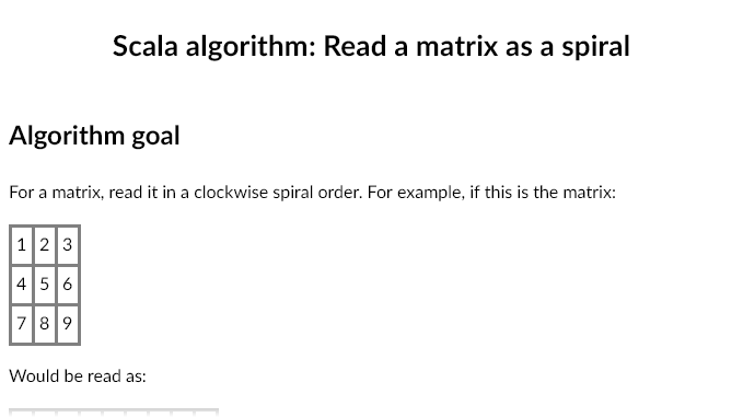Image for Read a matrix as a spiral